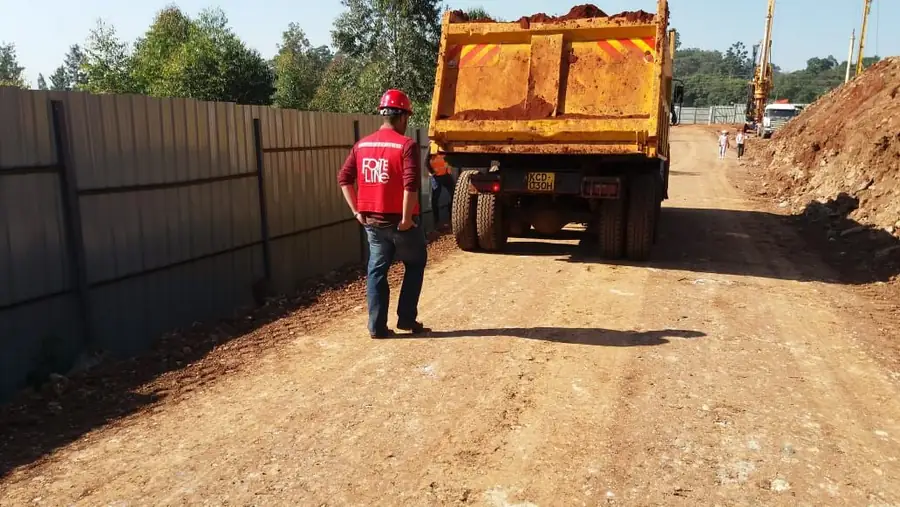 Tipper truck on the access road