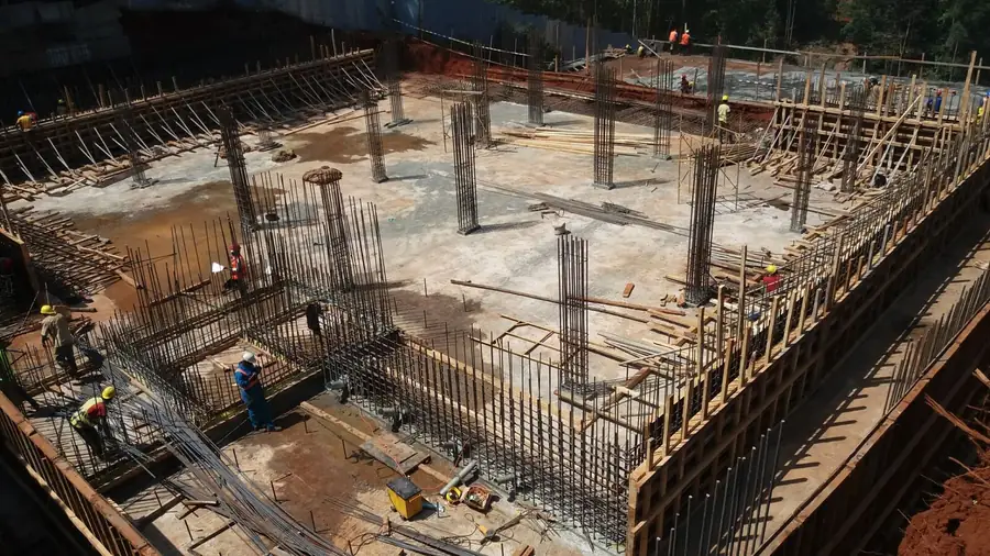 Basement columns and retaining wall steel