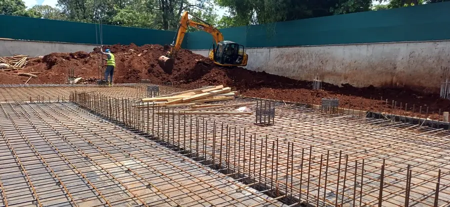 Raft reinforcement mat ready for inspection