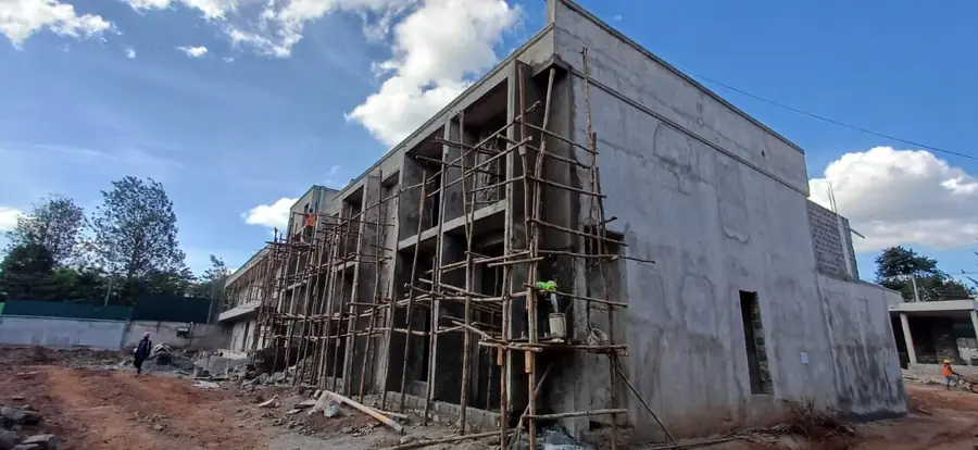 Scaffolding to the external walls