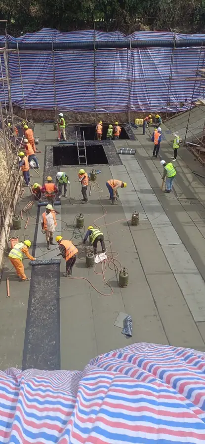 Slab concrete pour in progress