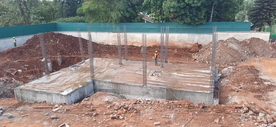 Completed foundation slab with starter bars